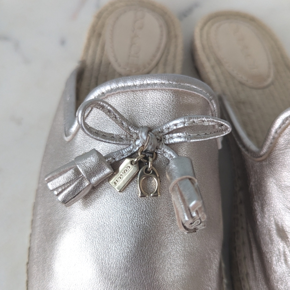 Coach Cassidy Metallic Leather Slip On Espadrille Mules - Picture 9 of 12